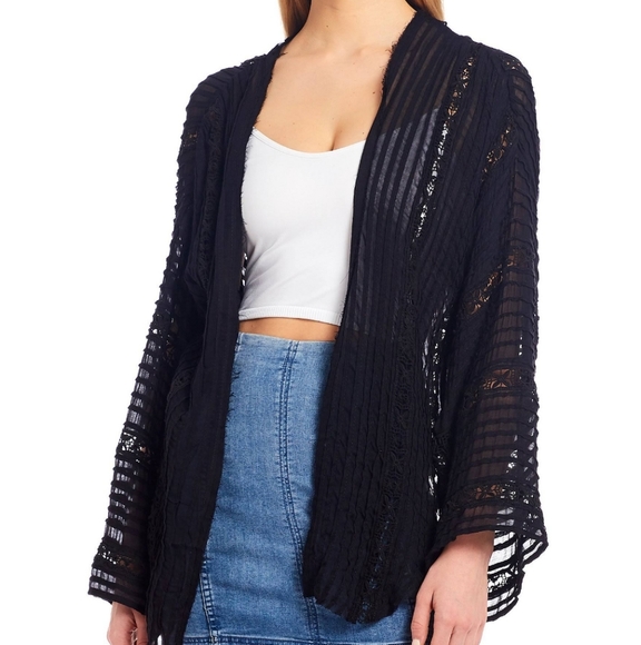 Free People Tops - NEW $128 Free People Black Willows Kimono M/L